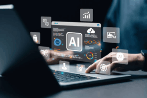 Imaging showing the AI floating in front of a laptop